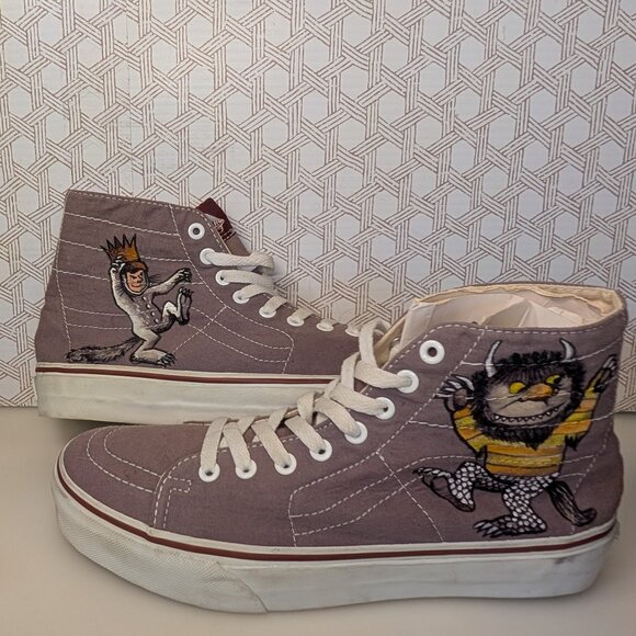 Vans Grey - Size 9 - Custom Artwork Where the Wild Things Are - Picture 1 of 11